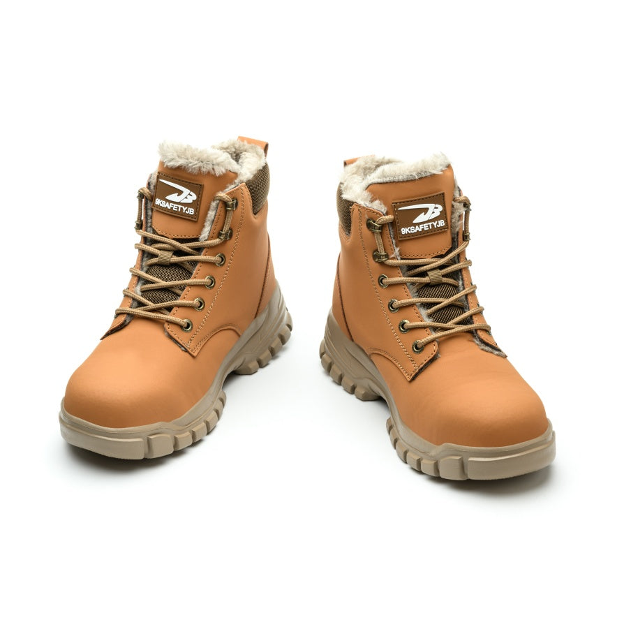 Men's Snow Boots, Steel-toed Boots, Waterproof Winter Warm Fur-lined Shoes